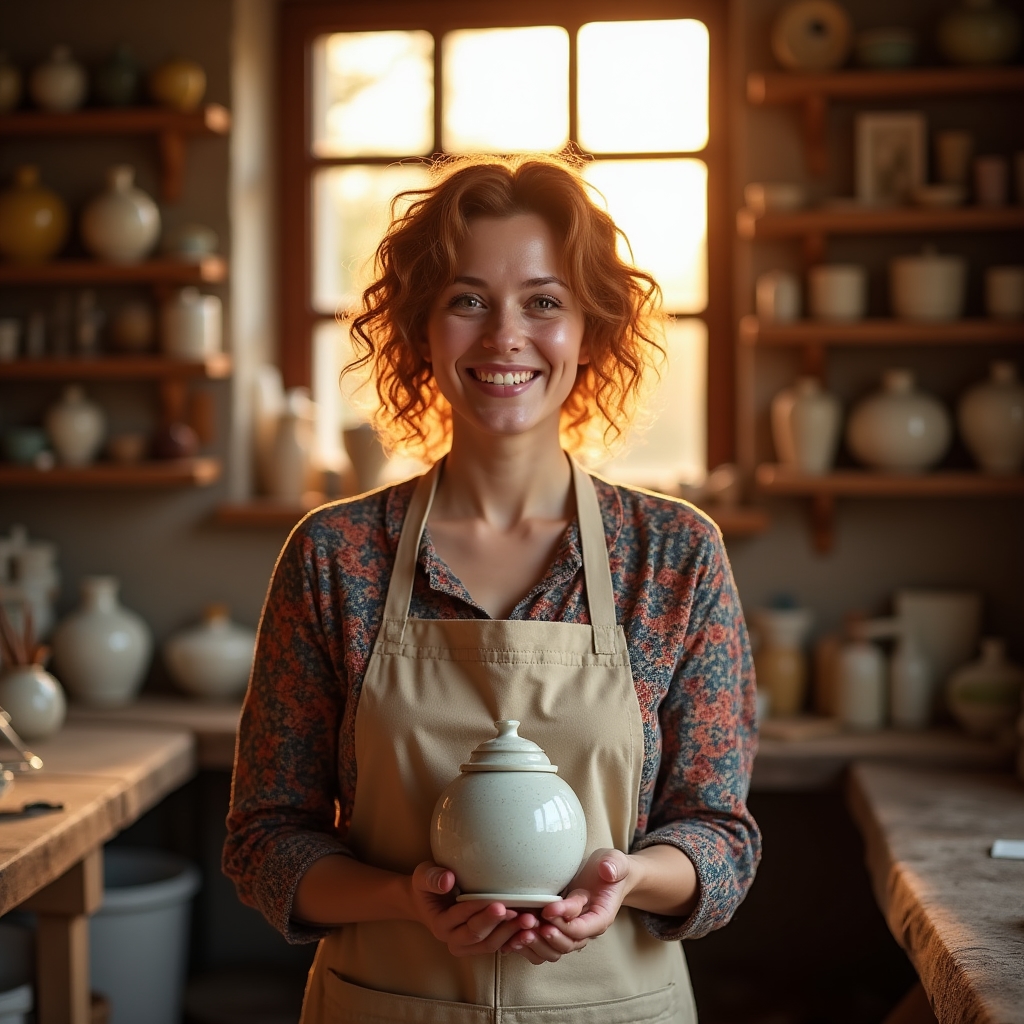 Proprietar de afacere mică cu produsele sale handmade
